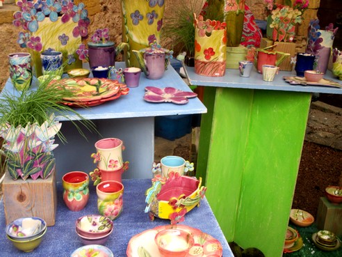 march&eacute; de potiers de Charlieu de juin 2015, francis dumeli&eacute;, p&eacute;niche d'argile et d'eau, fran&ccedil;oise Chaussy
