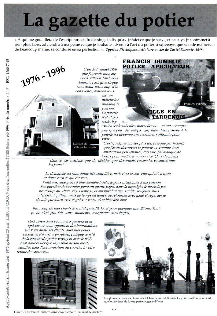 la gazette du potier, francis dumelie
