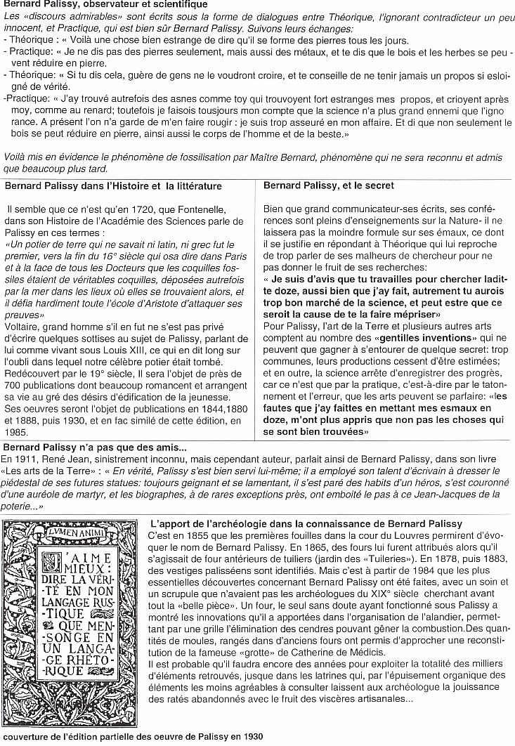bernard palissy, francis dumeli&eacute; article issu de la gazette du potier