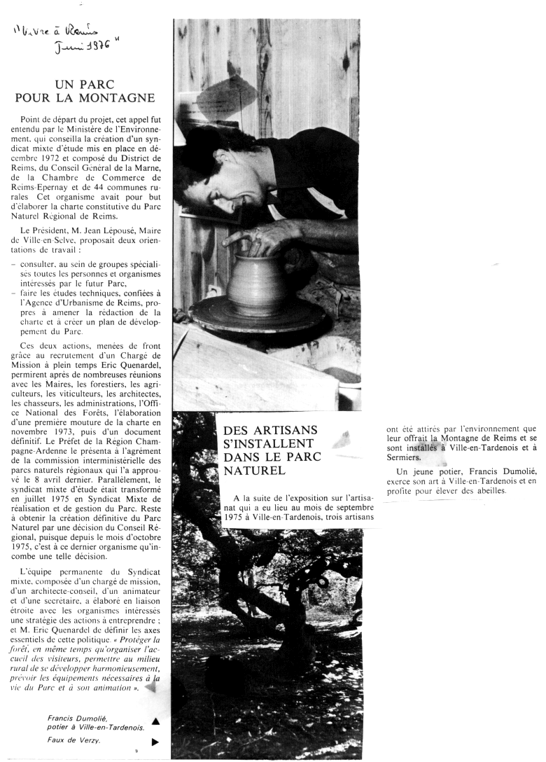 Francis Dumelie, Francis Dumeli&eacute;, maitre artisan, service &agrave; champagne, poterie, poterie du fil de l'eau, photo&eacute;maillage, bateau d'argile et d'eau 