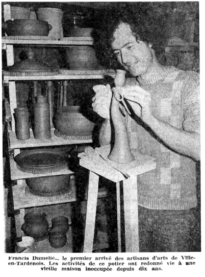 Francis Dumelie, Francis Dumeli&eacute;, maitre artisan, service &agrave; champagne, poterie, poterie du fil de l'eau, photo&eacute;maillage, bateau d'argile et d'eau 