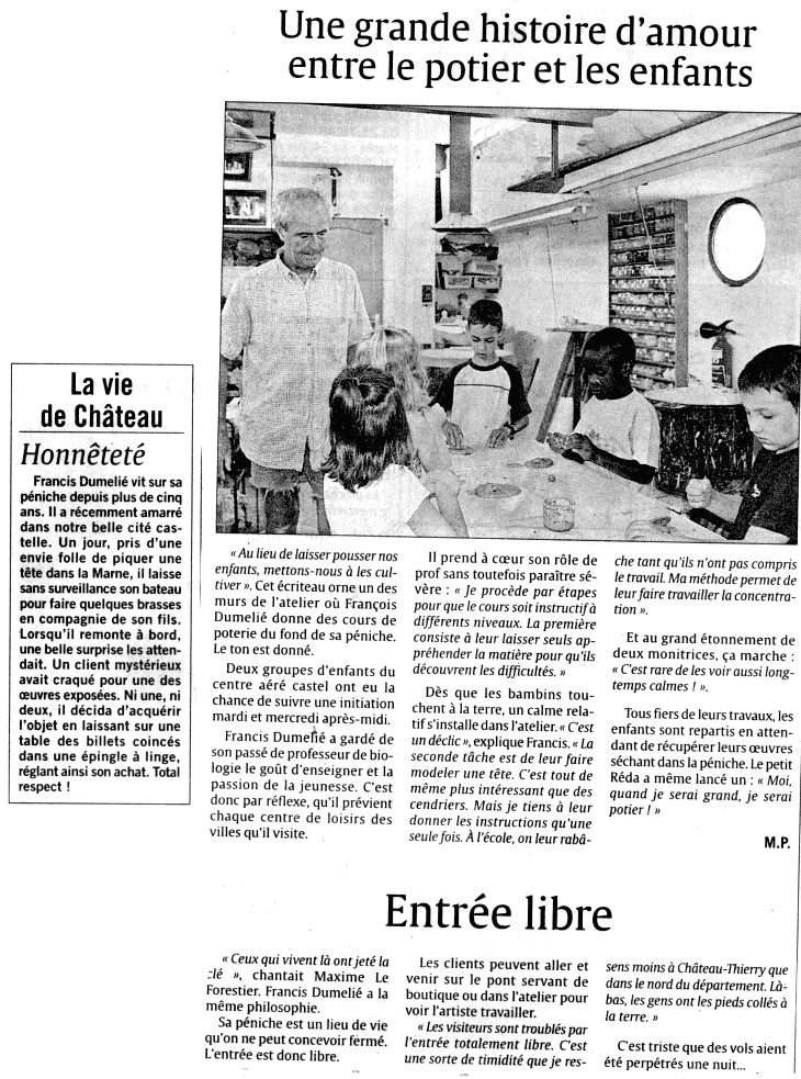 Francis Dumelie, maitre artisan, service &agrave; champagne, poterie, poterie du fil de l'eau, photo&eacute;maillage
