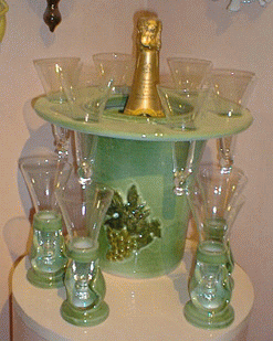 Francis Dumelie, maitre artisan, service a champagne, poterie, poterie du fil de l'eau